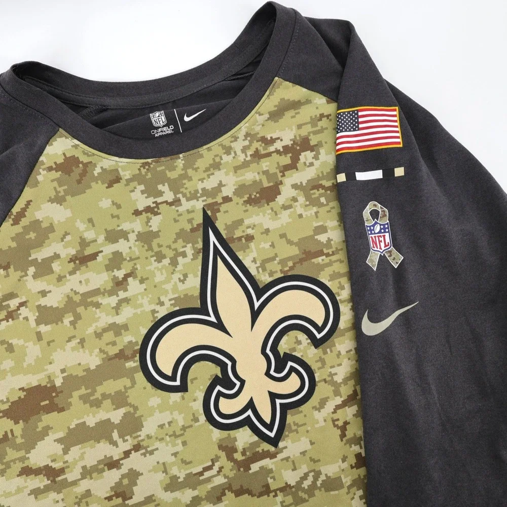 Nike New Orleans Saints Salute to Service Camo‎ 3/4 Sleeve Shirt Mens Large